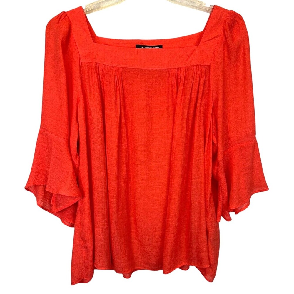Zac & Rachel Coral Bell Sleeve Peasant Blouse Top Size Plus 1X Cottage Boho